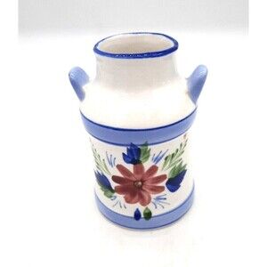 Vintage Hand Painted Floral Ceramic 4.5" Milk Jug Vase
